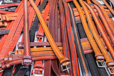 Kemerler Deri Arkaplan Kahverengi