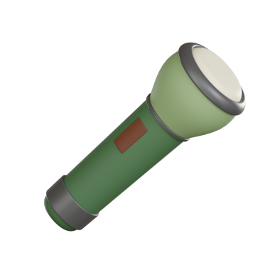 Kamp yapan 3D ikon fener dışarıda usulca parlıyor.