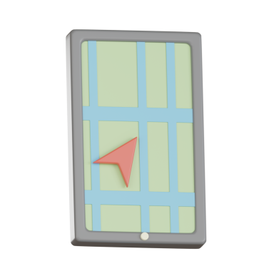 3d harita simgesi mobil ekranda konumu gösterir