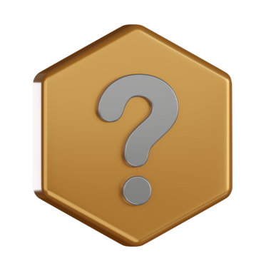 3D bildirim simgesi soru işareti altıgen rozeti