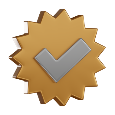 Bilgi rozeti 3D simgesi altın mühür ve işaretli