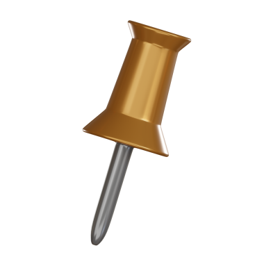Metal uçlu altın uyarı 3d simgesi itme iğnesi