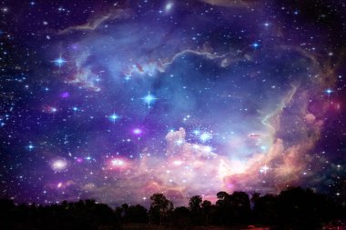 Galaxy geri gece bulut günbatımı gökyüzü siluet kuru ağaç, Nasa tarafından döşenmiş bu görüntü unsurları üzerinde