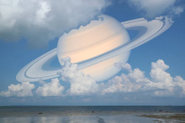 Сатурн Назад Облака Небо Море Сатурн Вблизи Земли Элементы Этого — стоковое фото