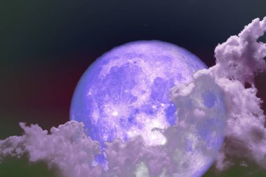 Süper tam mavi ay geri siluet renkli gökyüzü, Nasa tarafından döşenmiş bu görüntü unsurları