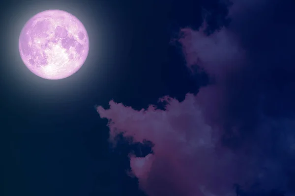 Σούπερ Πλήρη Ροζ Φεγγάρι Πίσω Σιλουέτα Πολύχρωμο Ουρανό Στοιχεία Αυτής — Φωτογραφία Αρχείου