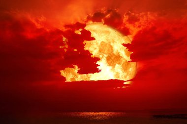 kırmızı gece gökyüzü, Nasa tarafından döşenmiş bu görüntü unsurları üzerinde süper kan ay geri kırmızı bulut