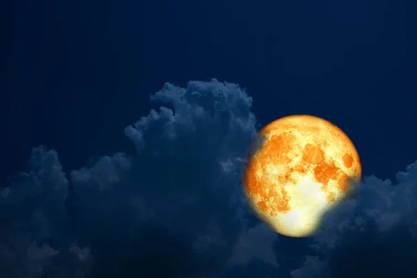 full blood moon back over silhouette cloud night blue sky, Elements of this image furnished by NASA
