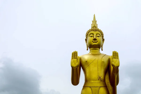 Style Statut Bouddha Attitude Arrêter Tempête Pluie Fond Brouillard — Photo