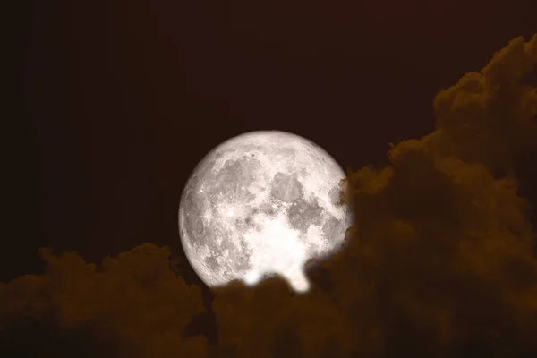 Super Luna Llena Sangre Nuevo Sobre Silueta Nube Cielo Nocturno —  Fotos de Stock