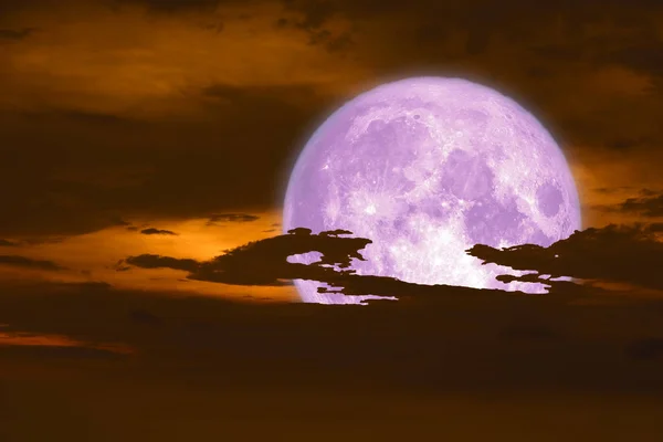 Холодная Луна Длинная Ночь Луна Назад Красное Облако Заката Неба — стоковое фото