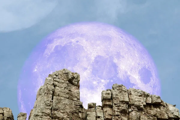 Super Moon Back Stone Rock Cliff Eléments Cette Image Fournis — Photo