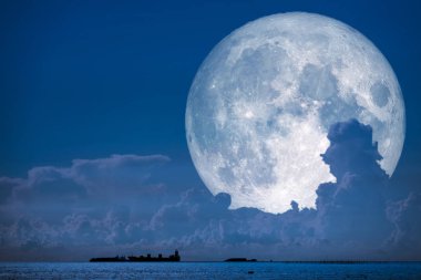 Süper kar ayda geri gece gökyüzü siluet cloudon deniz, Nasa tarafından döşenmiş bu görüntü unsurları