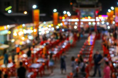 Çin şehir restuarest ve yerel market pattya city bulanık renkli ışık görüntü