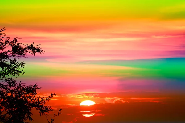 Última Luz Puesta Del Sol Nuevo Nube Silueta Cielo Noche — Foto de Stock