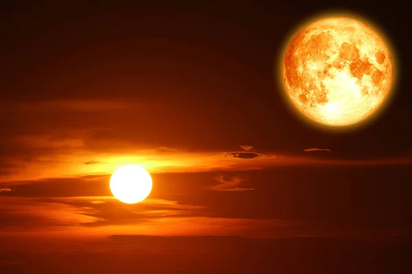 Super Luna Nieve Nuevo Cielo Nocturno Silueta Nube Puesta Sol —  Fotos de Stock