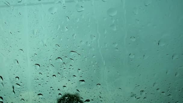 Vehículo de estacionamiento para conductores porque la lluvia cae y el coche se sacude por el viento pesado — Vídeo de stock