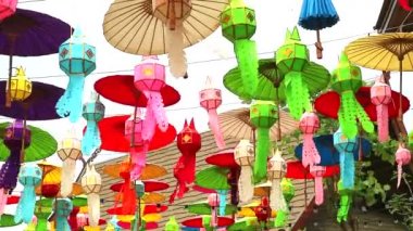 kuzey Tayland asma dekorasyon açık gökkuşağı sanat lambaları