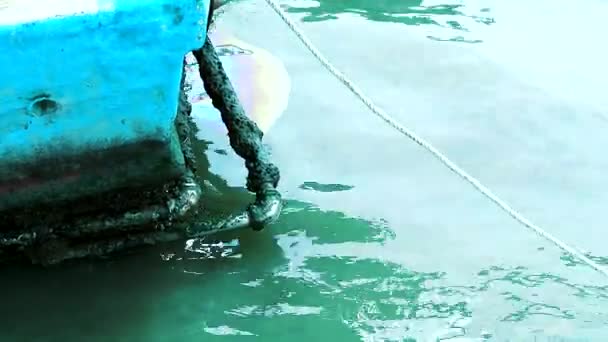 보트의 기름 얼룩은 환경과 수생 해양 생물에 오염을 일으킵니다. — 비디오