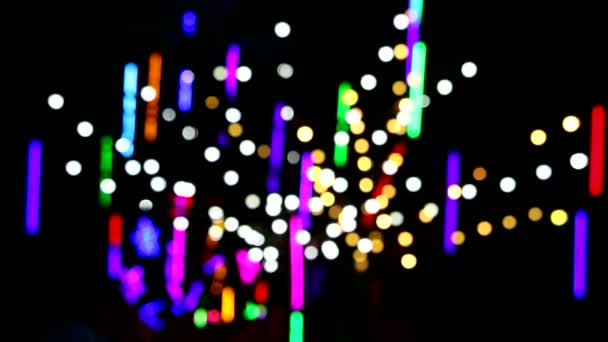 Kleurrijke neon licht in de avondmarkt Fair — Stockvideo