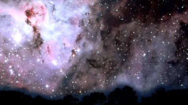 renkli galaksi hareket gece gökyüzü zaman atlamalı üst ağaç geçmek