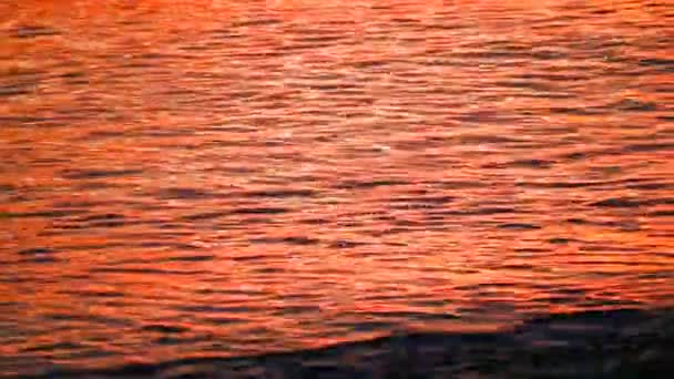 Reflejo de la luz del atardecer en la superficie de la ola de agua en el mar1 — Vídeos de Stock