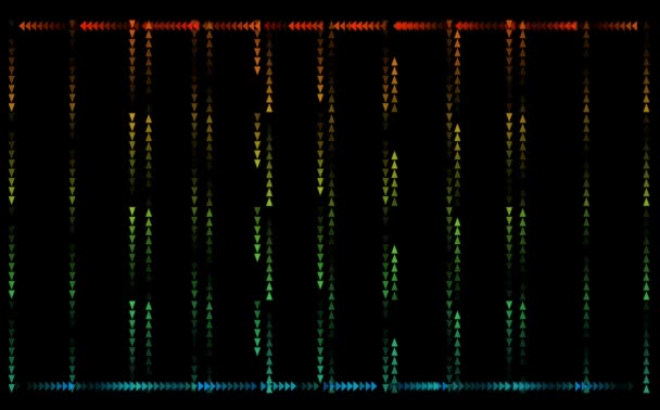 Driehoek regenboog rand digitaal omgekeerde langzaam vervaagd alles in de lijn op zwart scherm — Stockvideo