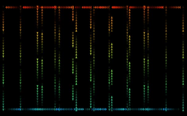 Triangolo bordo arcobaleno digitale retromarcia lento sbiadito tutto nella linea sullo schermo nero — Video Stock