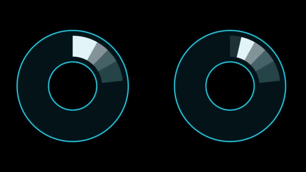 Info gráfico de cuatro y cinco partes círculo azul negro blanco tono de color y parpadeo — Vídeos de Stock