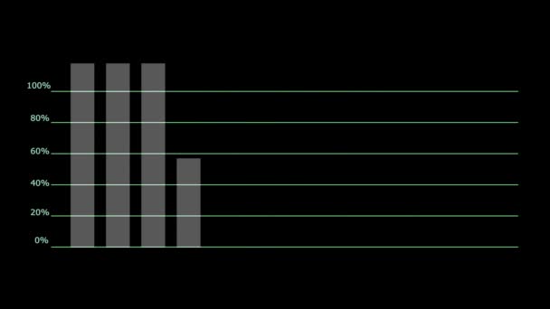 Gráfico e bar e animação ponto vermelho rápido aparecem e ainda mostram informações e desaparecem no final — Vídeo de Stock