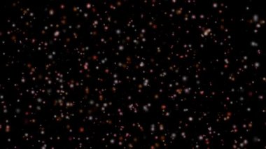 Kan kırmızısı soluyor kar düşüyor ve süzülüyor ve küçük sarı yıldız siyah ekranda