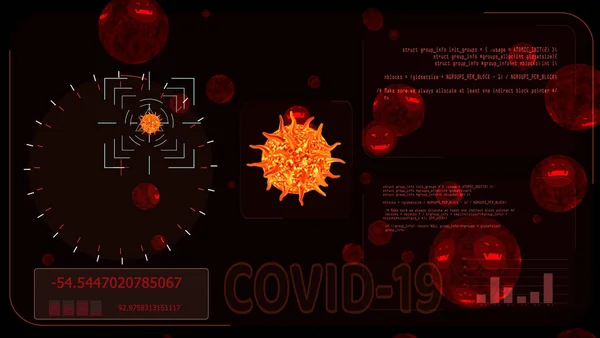 Virus Covid Ball Detedted Digital Radar Analysis Information Find Vaccine — Stock Photo, Image