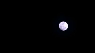 Çilekli ay gece gökyüzünde yumuşak ve kara bulut hareket ediyor