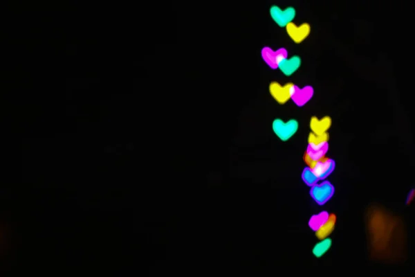 Rainbow Bokeh Blur Line Heart Shape Love Valentine Day Night — Stock Photo, Image