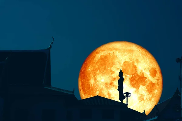 Duminică Buddha Luna Super Sângeroasă Cerul Nopții Ziua Asanha Bucha — Fotografie, imagine de stoc