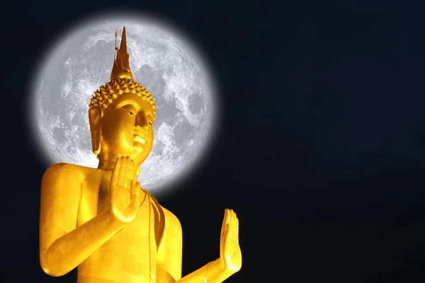 Buddha Pacifikace Oceánu Úplněk Buck Noční Obloze Den Asanha Bucha — Stock fotografie