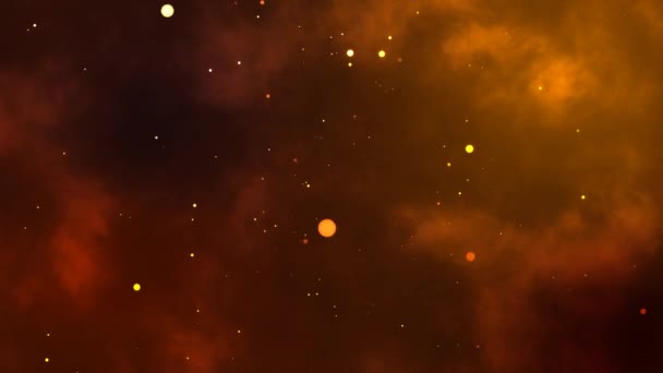 Blur and bokeh abstract motion glittering particles and dark flame cloud background — Stock Video