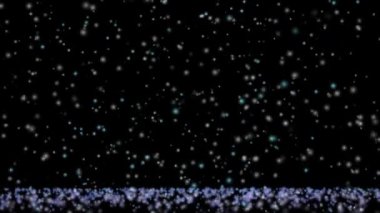 Mavi beyaz kar siyah ekranda havada süzülüyor.