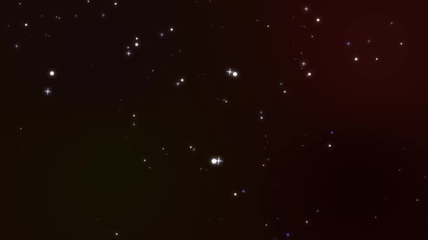 Sfocatura e stelle ruotano movimento scintillante particelle lento sbiadito su sfondo schermo rosso scuro — Video Stock