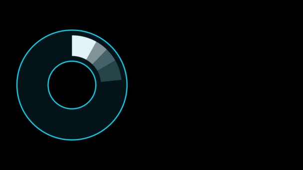 Infografik Kreis blau schwarz weiß Farbton und Radarpunkt blinzeln und verblassen — Stockvideo