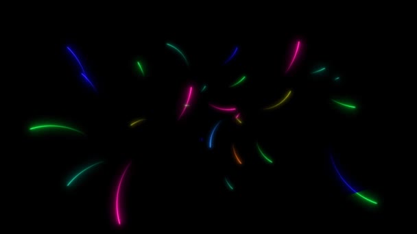 All rainbow colorful hundred neon arrows motion random moving on the black screen — Stock Video