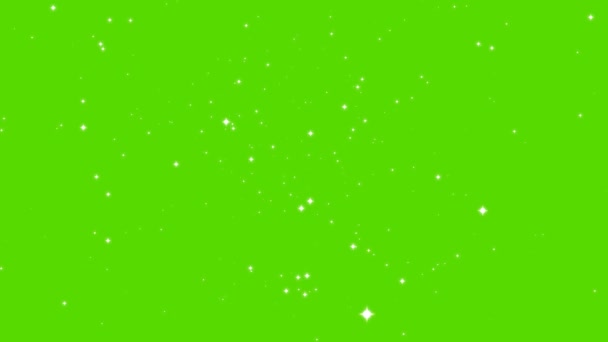 Unschärfe und Sterne abstrakte Bewegung glitzernde Teilchen langsam auf grünem Bildschirmhintergrund verblassen — Stockvideo