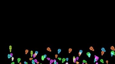 Gökkuşağı büyük ve küçük roketler yavaş siyah ekranda uçuyor