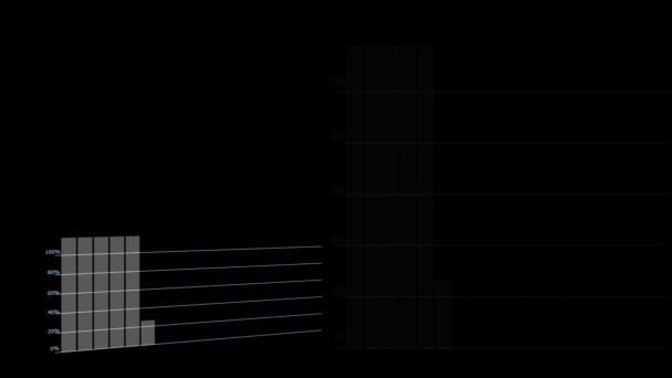 Analisi punto infografica e radar a tre colori e modifica il movimento grafico in due fasi sullo schermo nero — Video Stock