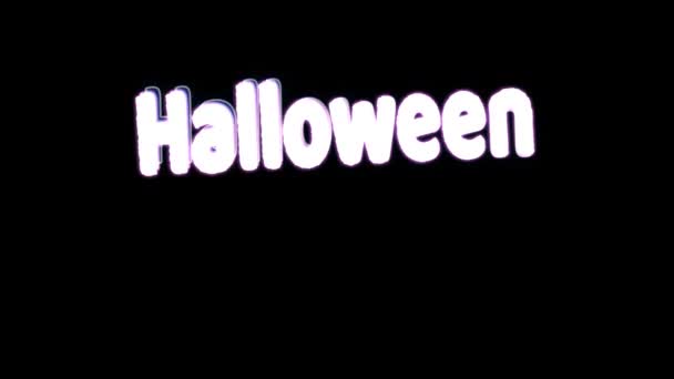 Halloween tekst światło efekt tęcza kolorowe krzyki horror na czarny ekran — Wideo stockowe