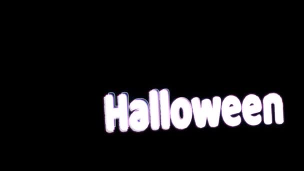 Halloween texte lumière effet à grande échelle arc-en-ciel extrême coloré hurlant horreur sur écran noir — Video