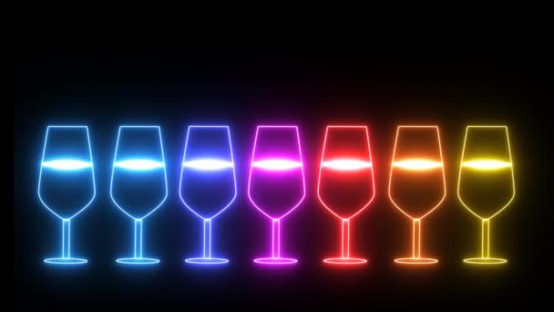 Arco Íris Colorido Grande Pequeno Vidro Champanhe Luz Elementos Sinal — Vídeo de Stock