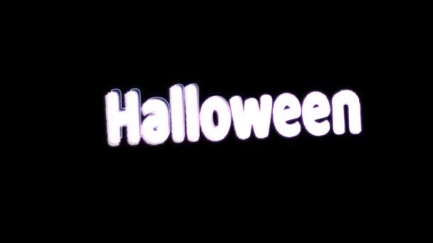 Halloween texto gran escala efecto arco iris colorido gritando horror en pantalla negra — Vídeo de stock
