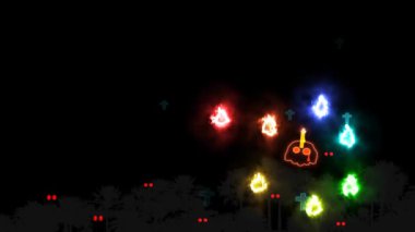 Kafatası mumu korkutur ve Cadılar Bayramı 'nda renkli alev ruhu hayaletlerinden ve ruhların mezarlarından kaçar.