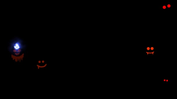 ハロウィーンの夜の黒い画面で空腹の幽霊が逃げ出すのを助けたいと叫びました — ストック動画